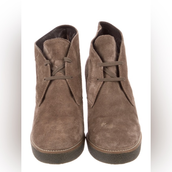 AQUATALIA Neutral Brown Suede Leather Lace Up Wedge Ankle Boot - sz 10 - Picture 1 of 6